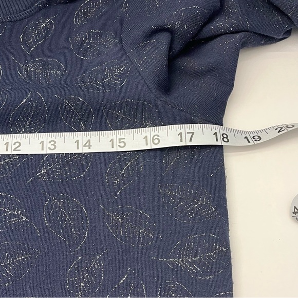 Boden Hannah Navy Silver Metallic Leaf Print Sweatshirt Dress Womens Size 6R - Picture 8 of 13
